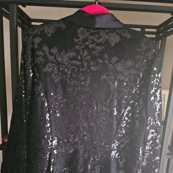 ALEX EVENINGS WOMAN BLACK PEPLUM SEQUIN BLOUSE/JACKET SIZE XL - Picture 3 of 7